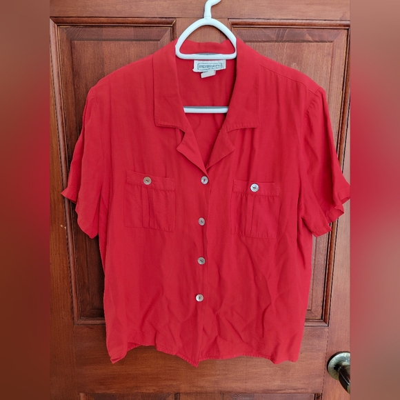 Coldwater Creek Red Button-Up Shirt - Picture 2 of 11